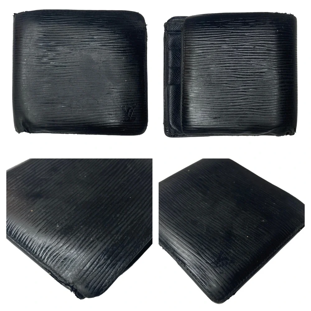 Authentic Louis Vuitton Black Epi Leather Men’s Unisex Bifold Marco Wallet_5